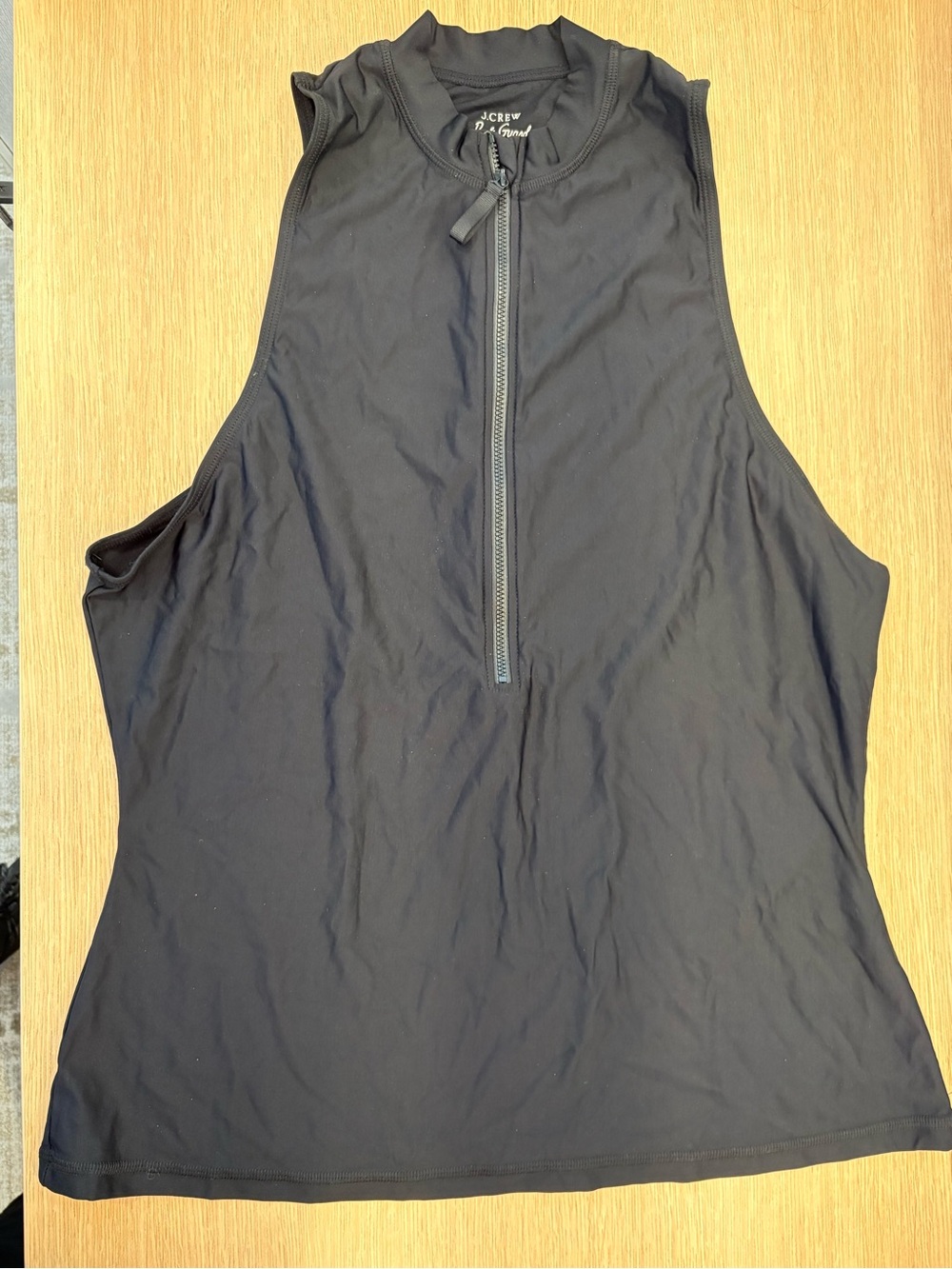 J. Crew Black Zip-Front Sleeveless Coverup/Rash Guard